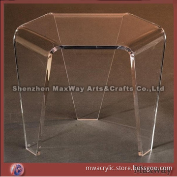 Hexagonal 3-legged clear acrylic furniture table and chair
